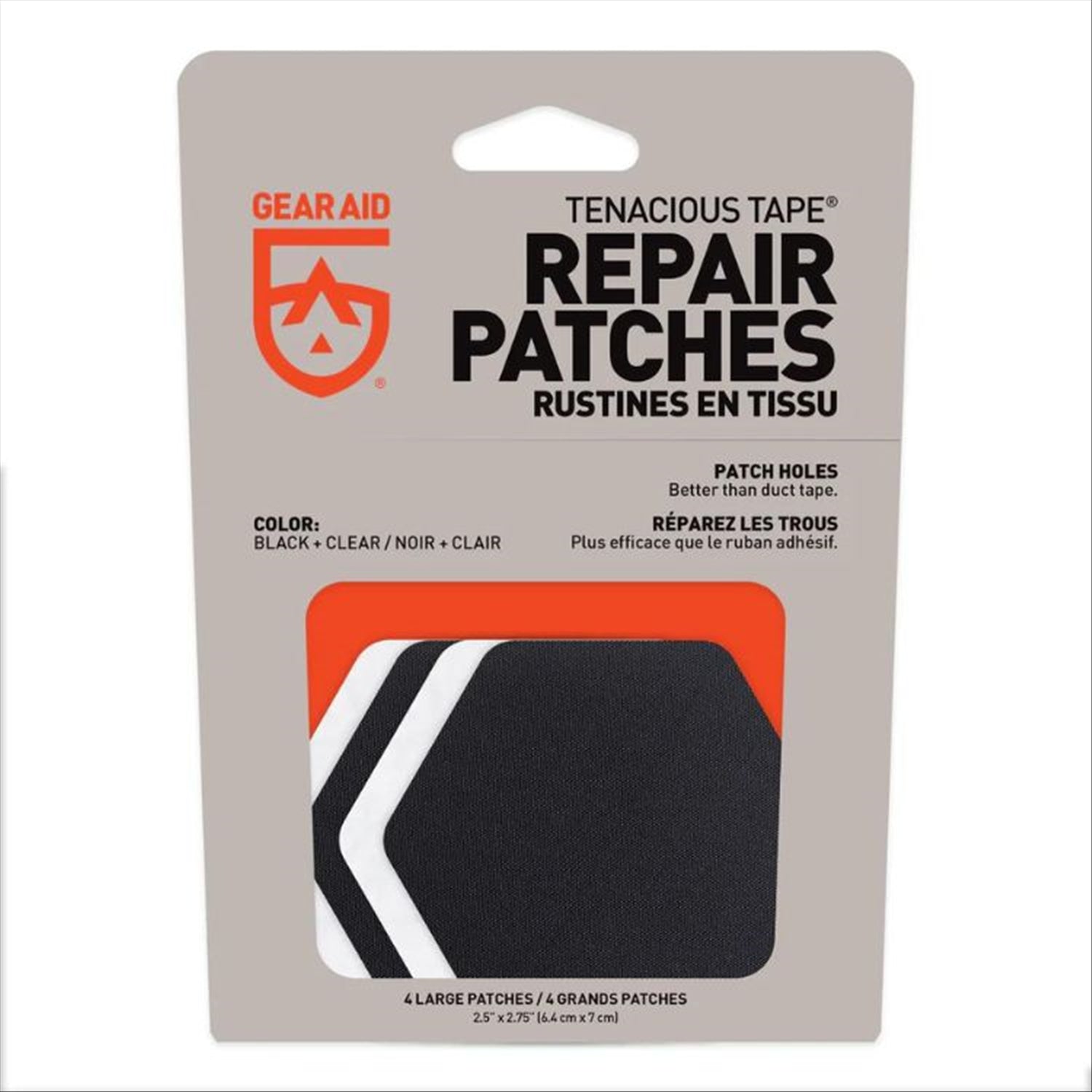 Gear Aid Gear Aid Tenacious Tape Hex Repair Patches - 2 Black 2 Clear 6.4 x 7cm