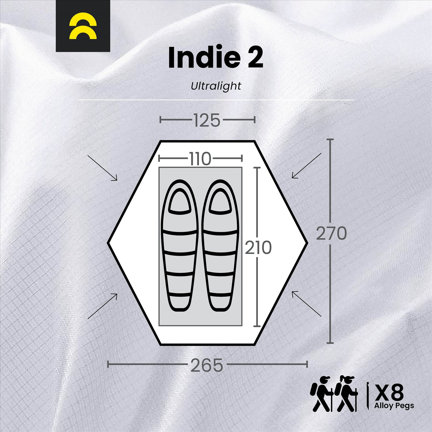 Orson Orson Indie 2 | Ultralight Silnylon 2 Person Hiking Tent | 1.35kg