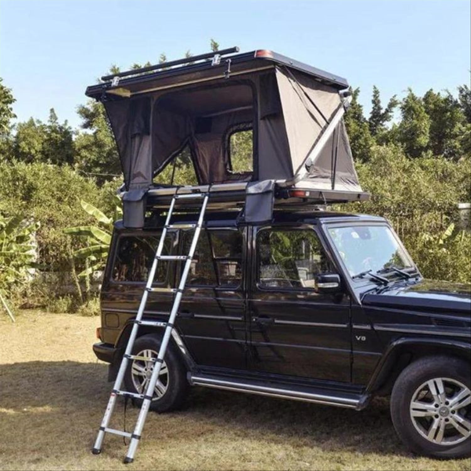 land cruiser with roof tent Wild Land Rock Cruiser Hard Shell Roof Top Tent