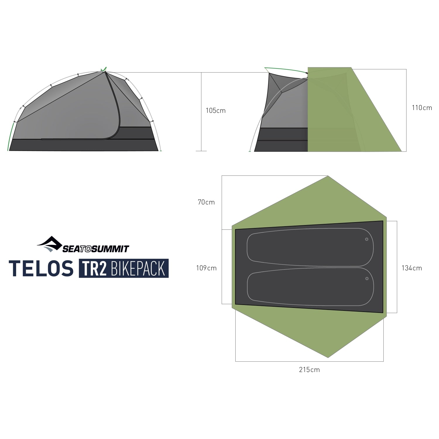 Sea to Summit Sea To Summit Telos TR2 Bikepack Tent, 1.507kg