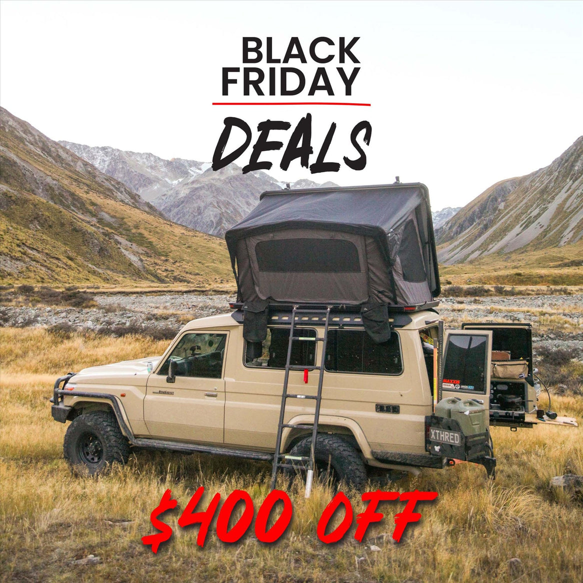 Wild Land Wild Land DC2 Aluminium Hard Shell Roof Top Tent Includes Free Cargo Racks - 120cm or 140cm Wide