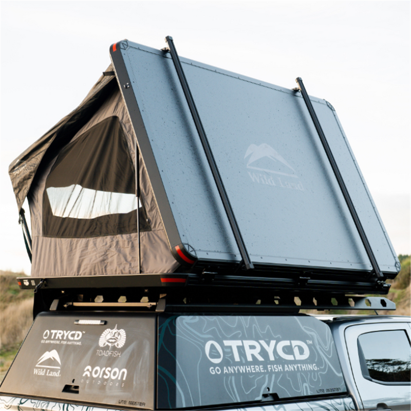 Wild Land Desert Cruiser DC2 Hard Shell Roof Top Tent with racks