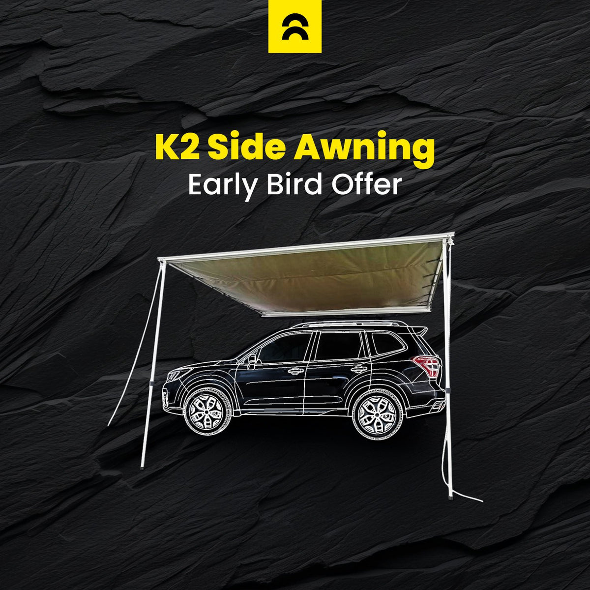 Orson Orson K2 Vehicle Side Awning 2.5x2.5m - Installation Kit Included