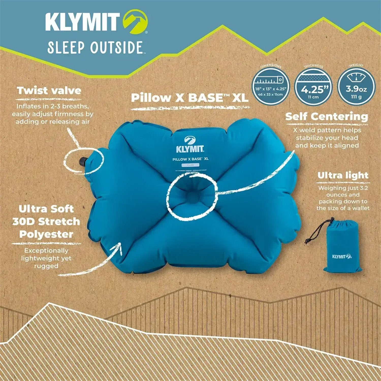 Klymit Klymit Pillow X Base XL - Ocean Depths Blue