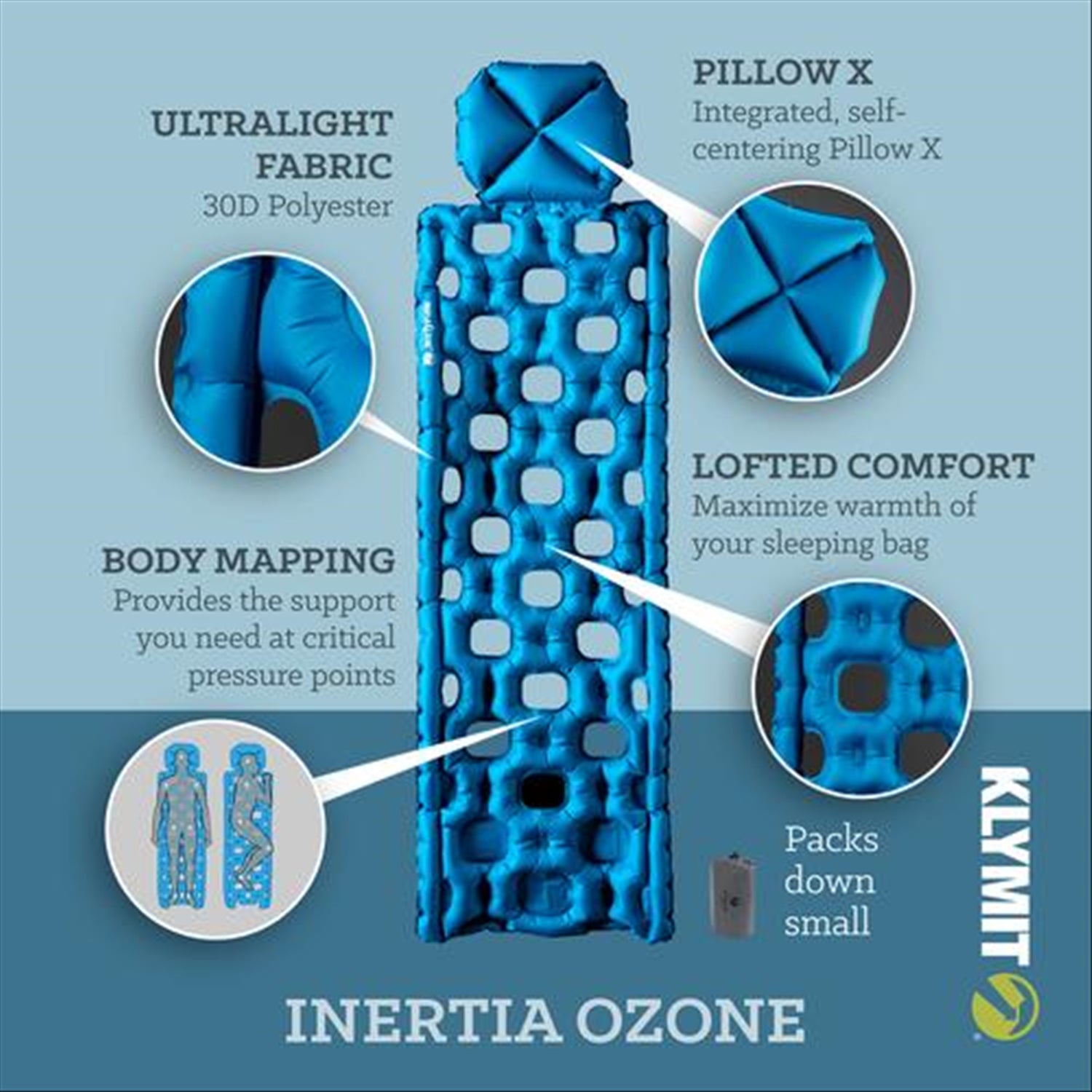 Klymit Klymit Ultralight Inertia Ozone Inflatable Pad Ultralight 369g