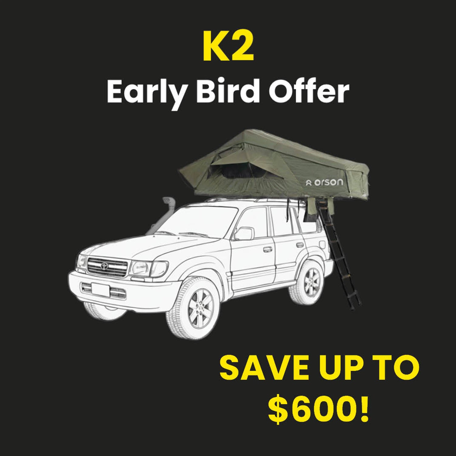 Orson Orson K2 Soft Shell Roof Tent with Annex and K2 270 Awning Combo