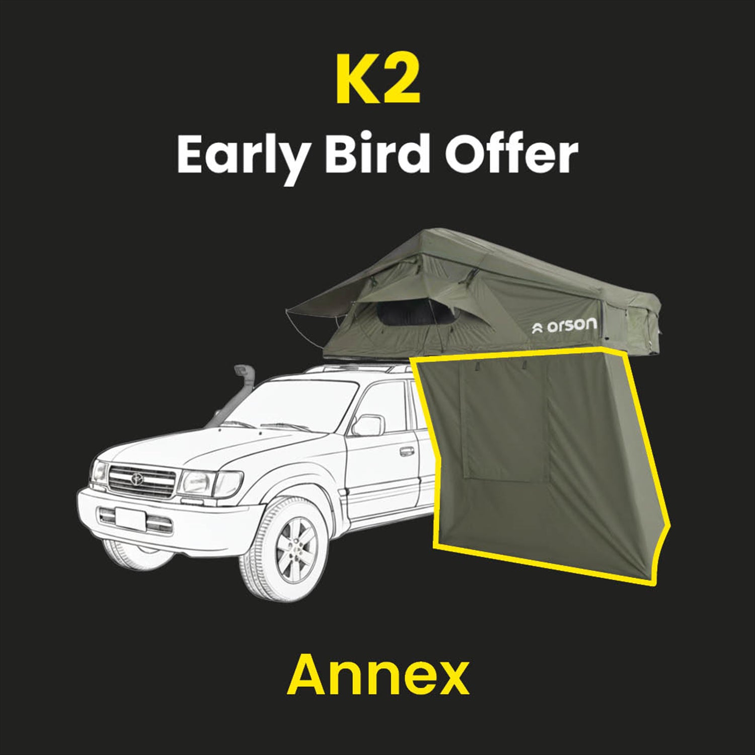 Orson Orson K2 Soft Shell Roof Tent with Annex and K2 270 Awning Combo