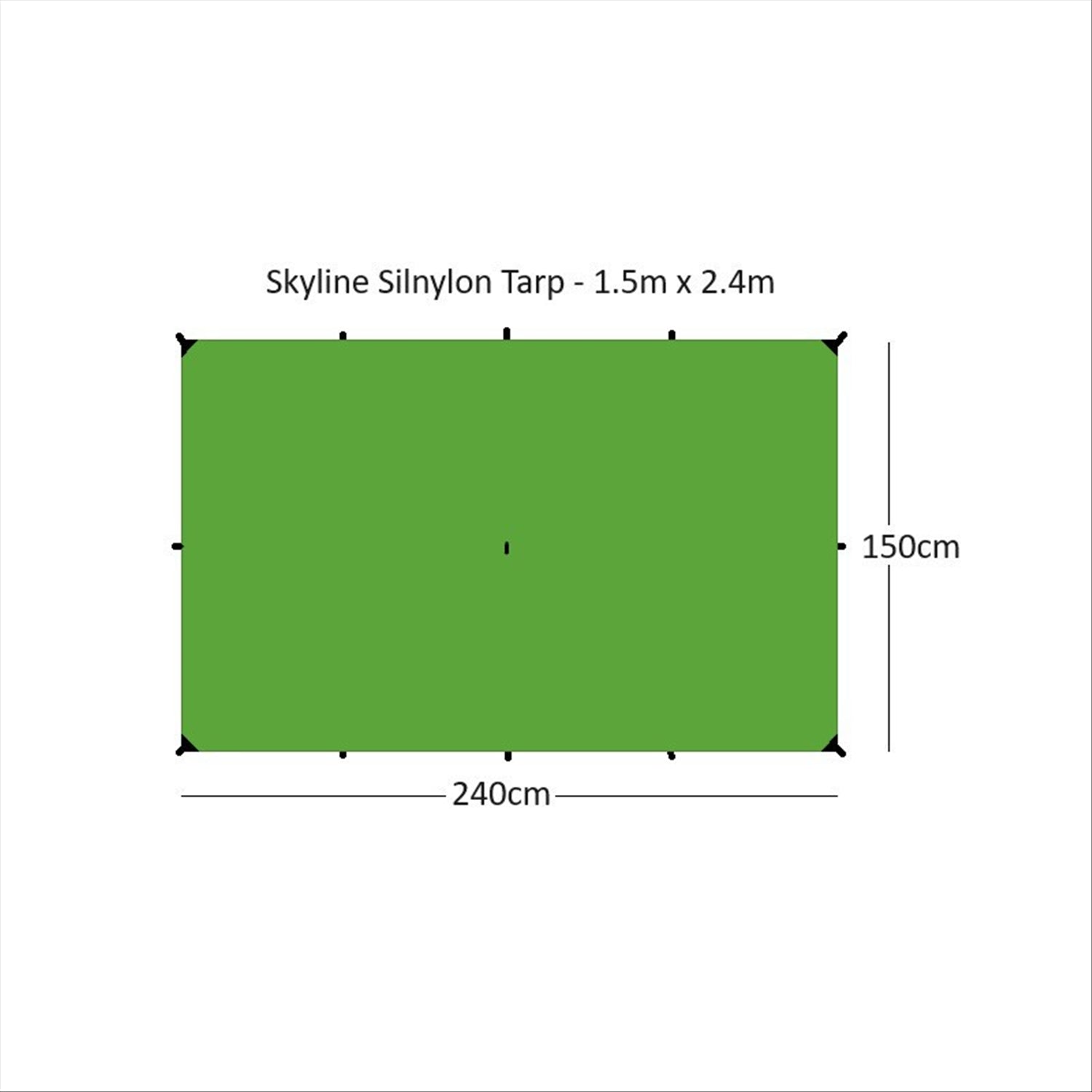 Skyline 1.5x2.4 Ultralight Tarp, 20D Ripstop Silnylon, 240g