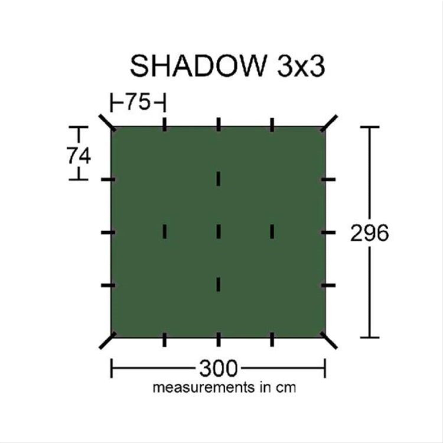 Orson Shadow Tarp - 3x3m, 21 Tie Outs, 950g, Waterproof + Durable