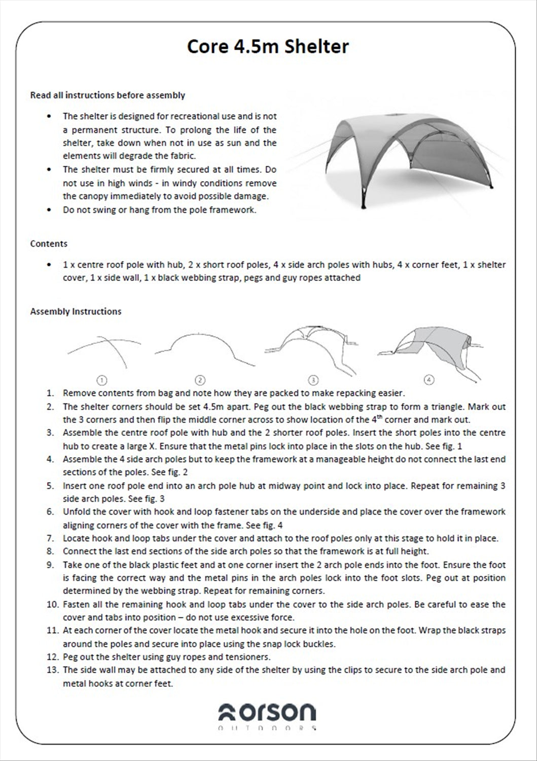 Orson Orson Core Shelter - 4.5m Outdoor Gazebo, Combo Deal 1
