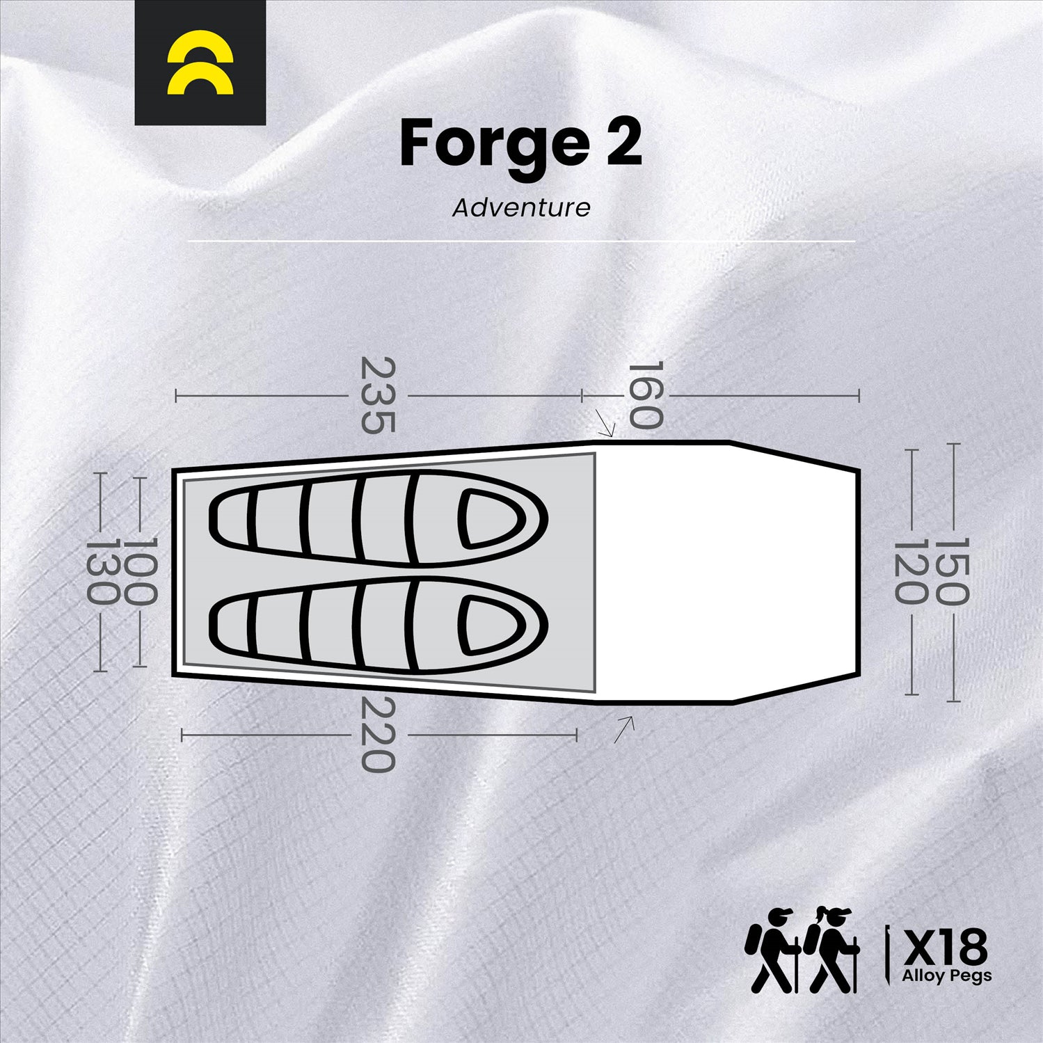 Orson Orson Forge 2 | 3+ Seasons - 2 Person Tunnel Tent | 2.7kg