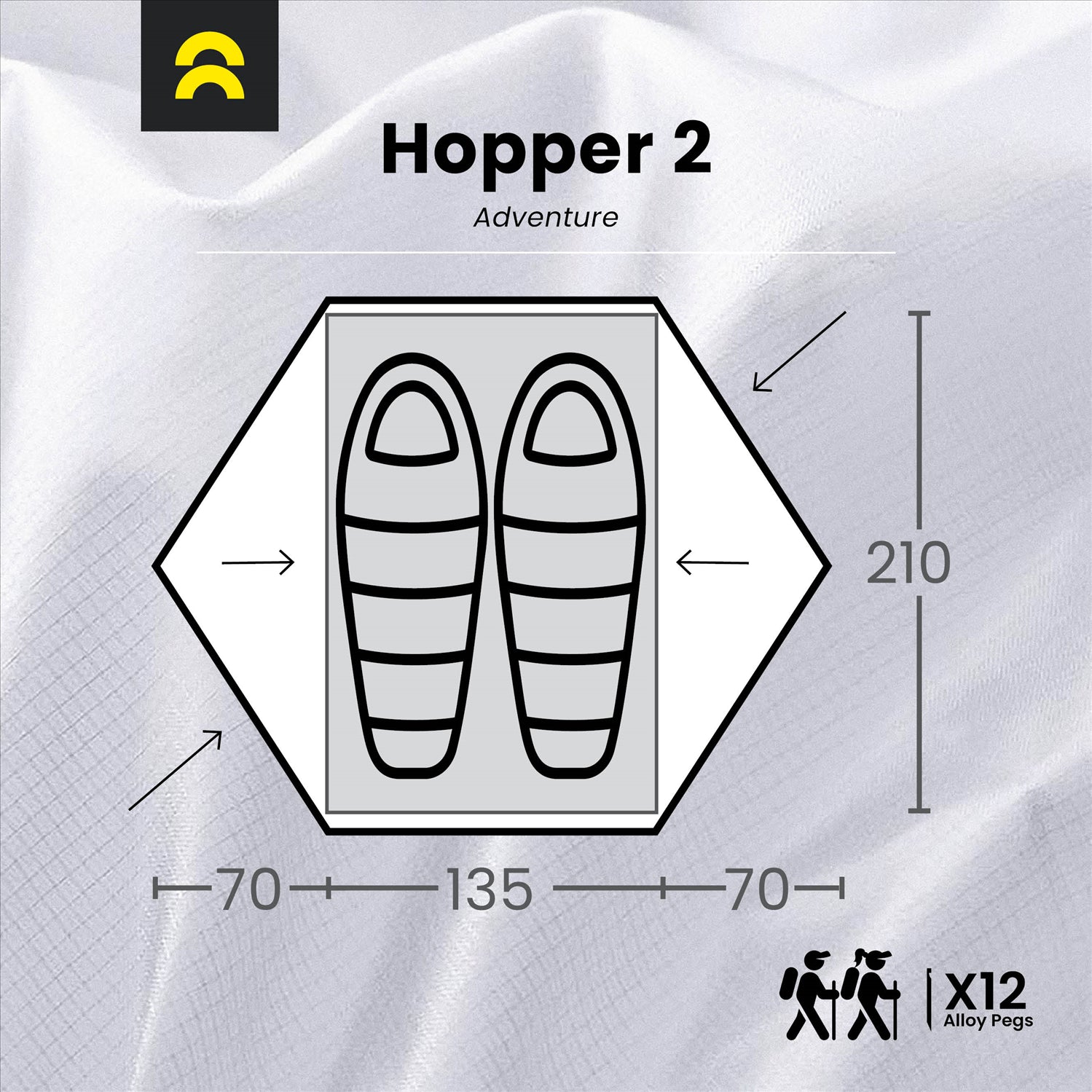 Orson Orson Hopper 2 | Ripstop Polyester 2 Person Lightweight Tent | 2.5kg