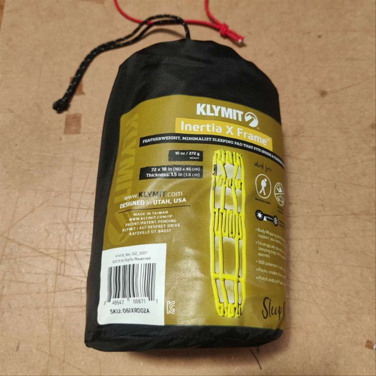 Klymit Ultralight Inertia X Frame Inflatable Pad 272g