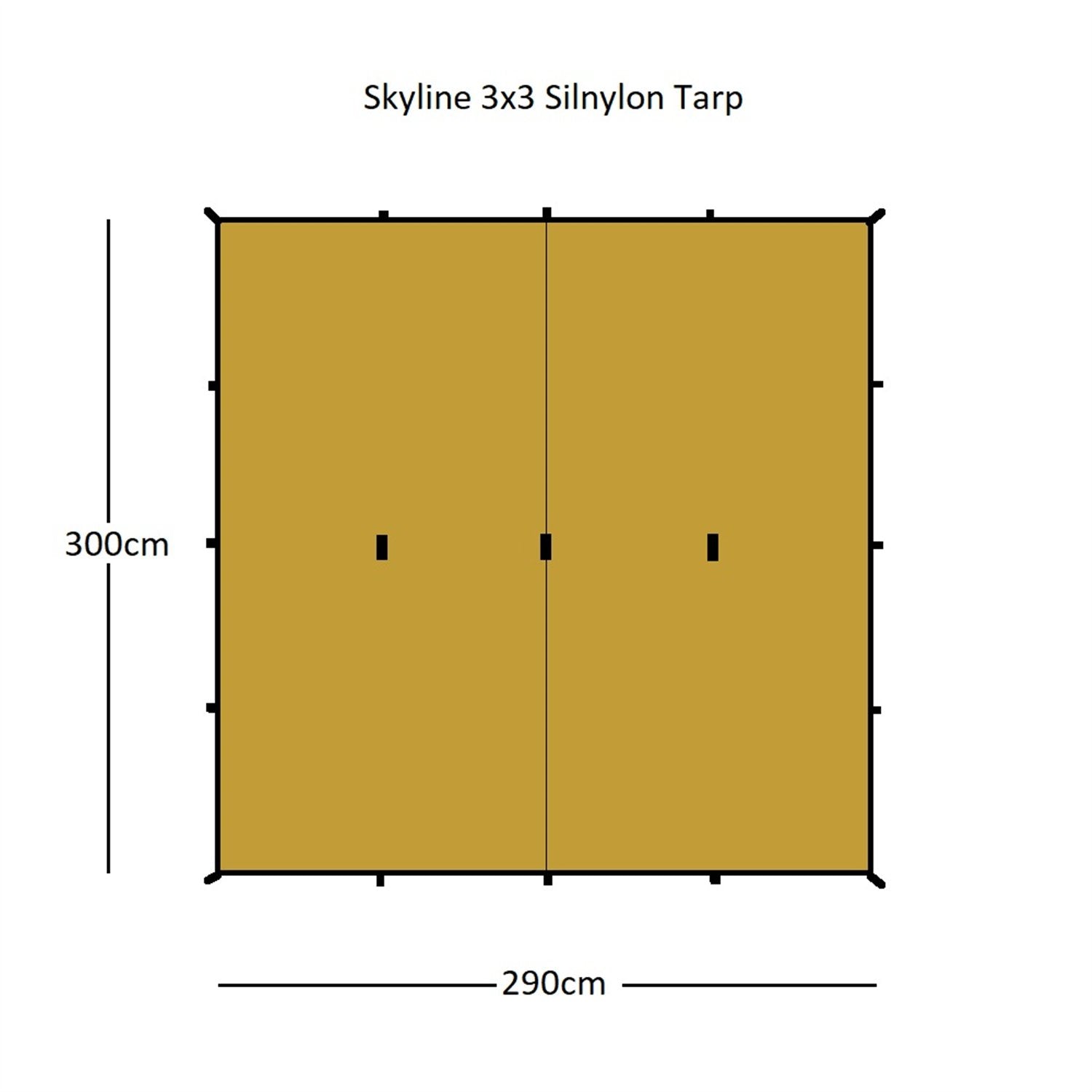 Orson Orson Skyline Ultralight Tarp - 3x3m, 550g, 20D Ripstop Silnylon