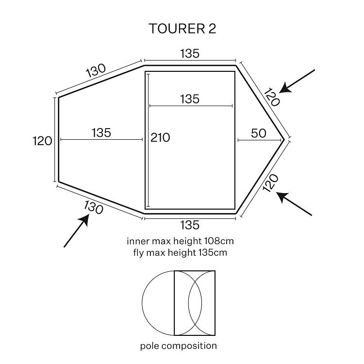 Tourer XLV 2 - Xtra Large Vestibule, 2 Person Tent, 3.4kg