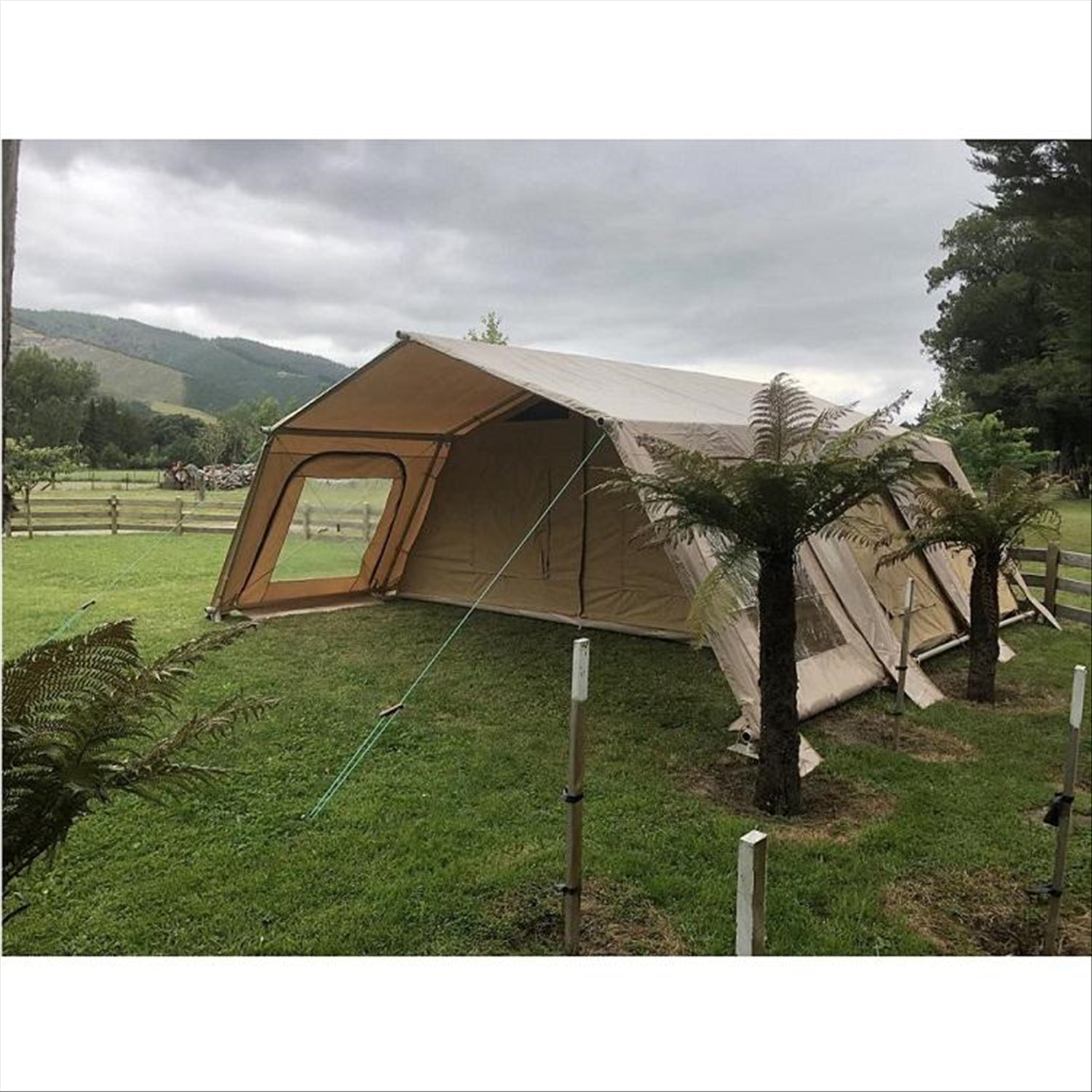 The Bach - 6x6m Glamping Tent, PVC Roof, Canvas Tent, Heavy Duty Aluminium Frame, 210+kg