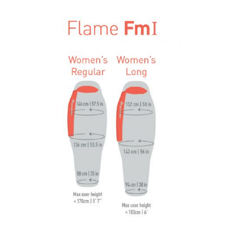 Sea To Summit Women's Flame FMI Down Sleeping Bag, Reg 350g, Long 395g